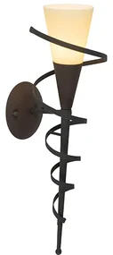 Applique da parete rustica marrone ruggine con vetro crema - Castle