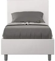 Letto Singolo rivestito in Similpelle - ADELE Tipologia Letto: Senza Rete, Colore: Bianco, Dimensione Rete: 80x210