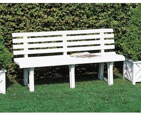 Panchina da esterno Dluzard, Panca monoblocco da giardino, Panchina outdoor, 100% Made in Italy, 145x49h74 cm, Bianco