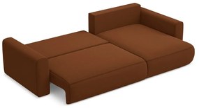 Divano angolare color terracotta allungabile/con contenitore (con penisola a destra/con chaise lounge) con rivestimento in velluto Kapua – Makamii