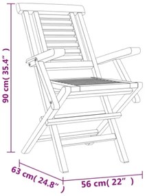 Sedie da Giardino Pieghevoli 6pz 56x63x90cm Legno Massello Teak