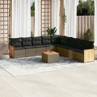 Set Divano da Giardino 10 pz con Cuscini Grigio in Polyrattancod mxl 89832