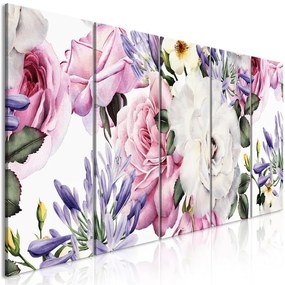 Quadro Rose Composition (5 Parts) Narrow Colourful  Colore colorful, Dimensioni e Misure 225x90