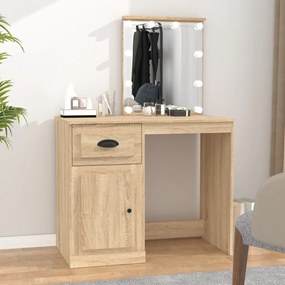 Toeletta con led rovere sonoma 90x50x132,5cm legno multistrato