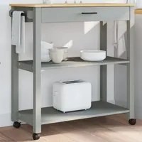 Carrello da Cucina MONZA 84x40x90 cm in Legno Massello di Pino 376104