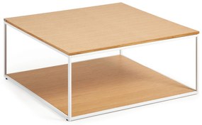 Kave Home - Tavolino Yoana impiallacciato rovere e struttura in metallo bianco 80 x 80 cm