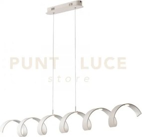 Lampadario a sospensione spirale led helix bianca e argento 30w 252...