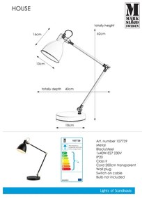 Markslöjd 107739 - Lampada da tavolo HOUSE 1xE27/40W/230V