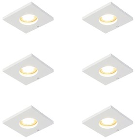 Set di 6 faretti da incasso moderni bianchi per bagno - Doku