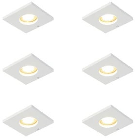 Set di 6 faretti da incasso moderni bianchi per bagno - Doku