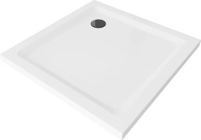Mexen Flat piatto doccia quadrato slim 100 x 100 cm, bianco, sifone nero - 40101010B