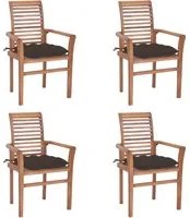 Sedie da Pranzo 4 pz con Cuscini Talpa in Massello di Teak 3062645