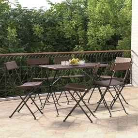 Sedie Pieghevoli Da Bistrò 6 Pz Marroni Polyrattan E Acciaio /