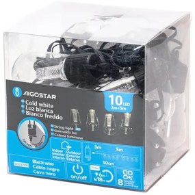 Aigostar - Catena decorativa da esterno LED 10xLED/8m IP44 bianco freddo