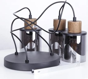 Globo 15707-3HR - Lampadario a sospensione con filo REID 3xE27/15W/230V diametro 27 cm quercia