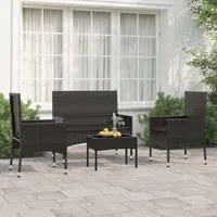 Set Divani da Giardino 4 pz con Cuscini Nero in Polyrattan 319498