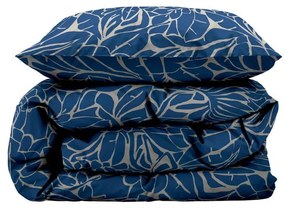 Biancheria da letto singola damascata blu 140x200 cm Abstract leaves - Södahl