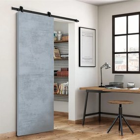Porta scorrevole reversibile Cemento in mdf grigio, L 92.5 x H 215 cm, con binario Loft