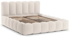 Letto matrimoniale imbottito color crema con contenitore con rete inclusa 200x200 cm Lupine – Micadoni