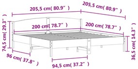 Giroletto con Testiera Bianco 200x200 cm Legno Massello di Pino