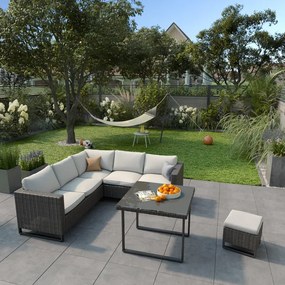 Salotto da giardino Noa NATERIAL in n/a antracite con cuscini in poliestere grigio per 5 persone