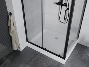 Mexen Apia cabina doccia scorrevole 120 x 90 cm, trasparente, nera + piatto doccia Rio - 840-120-090-70-00-4510
