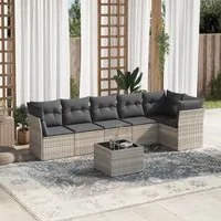 Set Divani da Giardino 7pz con Cuscini Grigio Chiaro Polyrattan 3249511