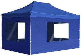 Gazebo Professionale Pieghevole Pareti Alluminio 4,5x3m Blu /