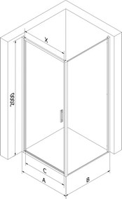 Mexen Exo-B cabina doccia a battente 90 x 90 cm, trasparente, nera - 817-090-090-70-00