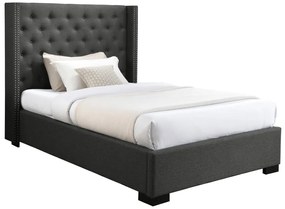Letto 120 x 200 cm con testata trapuntata Tessuto Grigio - MASSIMO