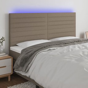 Testiera A Led Tortora 160x5x118/128 Cm İn Tessuto /
