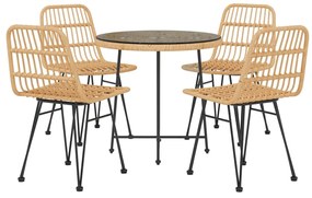 Set da Pranzo da Giardino 5 pz in Polyrattan