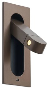 Lampada da parete moderna bronzo scuro con LED e porta USB-C - Hilton