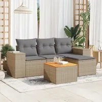 Set Divano da Giardino 5 pz con Cuscini Beige in Polyrattan 3225415