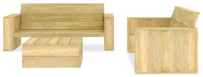 Set divani da giardino 3 pz in legno di pino impregnato