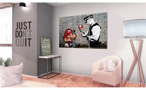 Quadro Super Mario Mushroom Cop by Banksy  Colore Rosso, Dimensioni e Misure 120x80