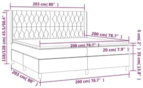 Giroletto a Molle con Materasso Marrone Scuro 200x200cm Tessuto