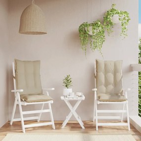 Cuscini Per Sedia Con Schienale Alto 2 Pz Beige Tessuto Oxford /