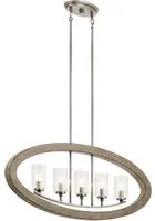 Lampadario Industrial Nordico Grand Bank Acciaio Grigio Antico Vetro 5 Luci E14