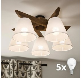 Brilagi - Lampadario LED ANTHONY 5xE14/40W/230V rovere/noce/bianco
