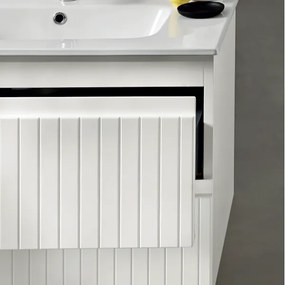Mobile da bagno sospeso moderno con base 80 ARTICO con 2 cassetti e lavabo BIANCO OPACO
