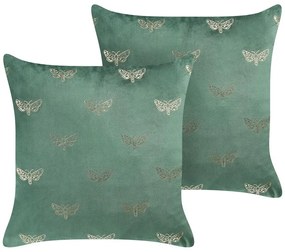 Set di 2 cuscini velluto verde smeraldo oro 45 x 45 cm YUZURI Beliani