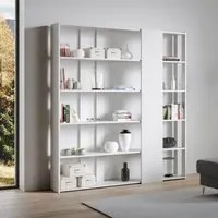 Composizione Libreria D Kato 6R 2 fianchi 4 fasce lunghe - Bianco Frassino