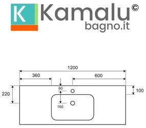 Kamalu - mobile sospeso 120 cm struttura metallica e ripiano sop-120