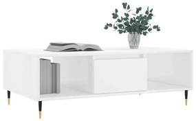 Tavolino da Salotto Bianco Lucido 104x60x35cm Legno Multistrato