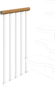 Balaustra in kit IRIS Bria per pianerottolo in acciaio bianco, corrimano in legno faggio L 120 cm fissaggio a parete