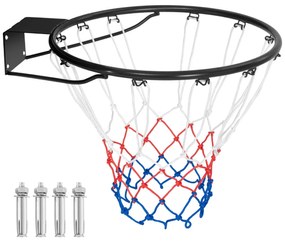 Costway Cerchio da basket da parete con rete antipioggia da 38,5/45cm, Cerchio universale da basket per interni ed esterni 2 Colori