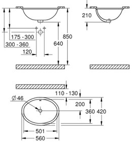GROHE 39423000 - Lavabo da incasso BAU CERAMIC 560 × 420 mm ceramica/bianco