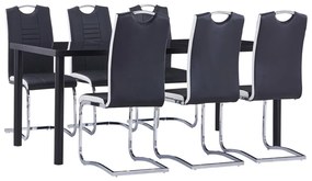 Set Sala Da Pranzo 7 Pz İn Similpelle Nero /