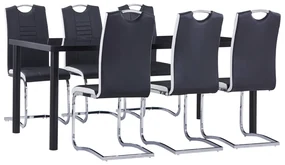 Set Sala Da Pranzo 7 Pz İn Similpelle Nero /